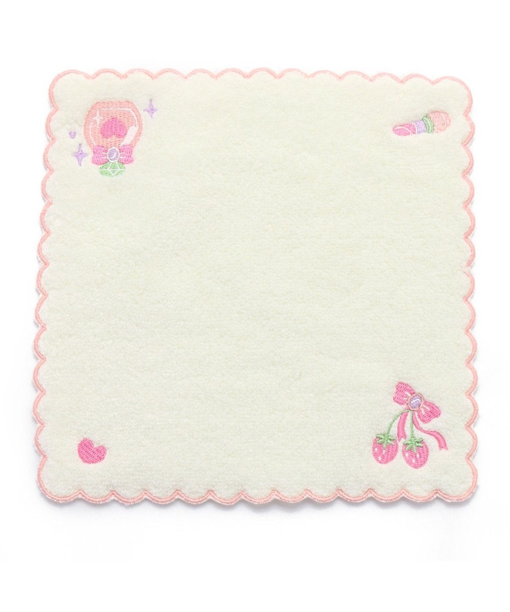 Mother garden マザーガーデン 刺繍タオル ふわふわ ピンク 白～オフホワイト